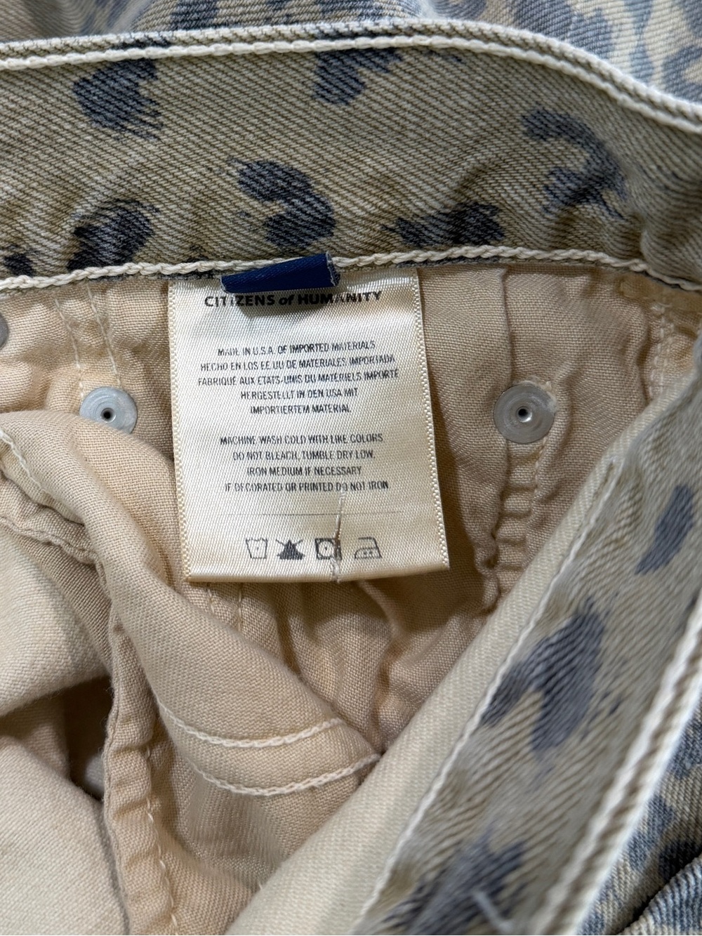 Citizens Of Humanity Miro Cheetah Print Barrel Jeans Tan Black NWOT 27 - Picture 8 of 9